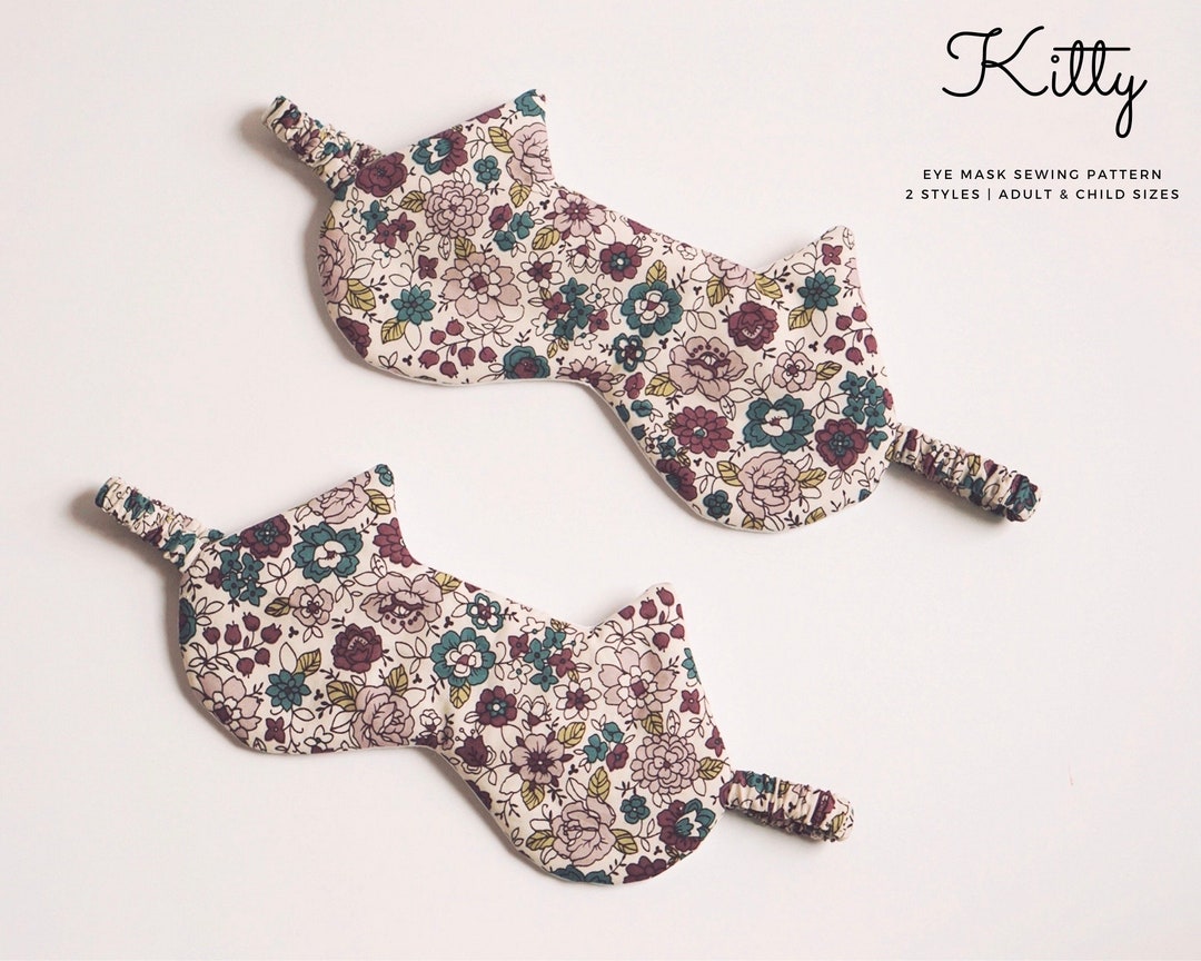 2 Styles Eye Mask Digital PDF Sewing Pattern and Tutorial Kitten Cat ...