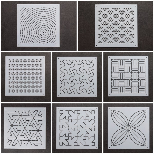 Sashiko Stencils | Embroidery Patterns or Quilting Stencils | Sashiko Templates - Collection H (small size)