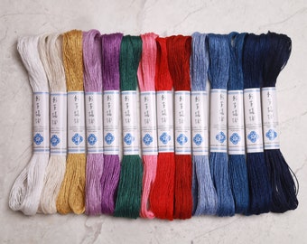 Sashiko Thread Embroidery Floss | Standard Thickness 6-Ply Long Staple Cotton thread for Visible Mending - 14 Colours