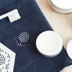 Crema borrable por calor para marcar telas - Ideal para transferir patrones con plantillas Sashiko. 15 g/lata, disponible en blanco y azul.