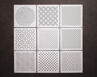 Sashiko-schabloner: Återanvändbara broderi- och quiltmallar (12 x 12 cm) S063-071