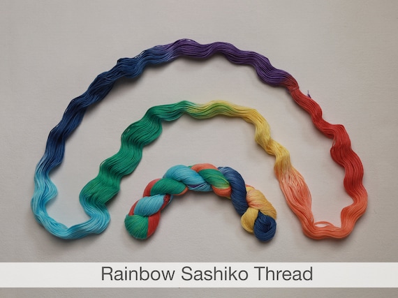 Rainbow Variegated Sashiko Thread: Hand-Dyed 6-Ply Long Staple Cotton