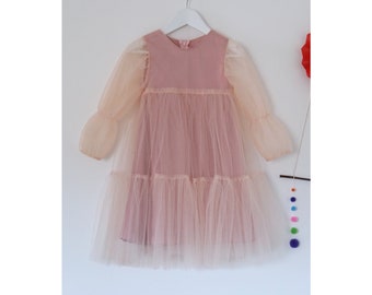 Robe en tulle à manches froncées 6 mois à 10 ans Patron de couture papier