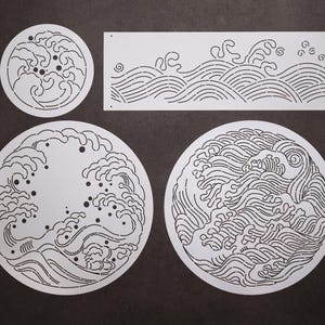 Sashiko Stencils: Ocean Wave Embroidery & Quilting Templates T03