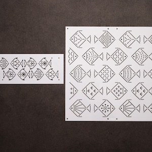 Pochoir sashiko poisson : modèle de courtepointe de broderie extensible