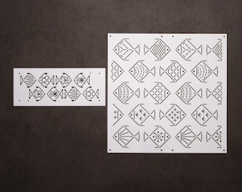 Fisk Sashiko Schablon: Utdragbar Broderi Quilting Mall