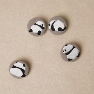 DIY Embroidery Kit for Panda Brooches A set of 4 image 1