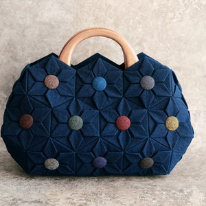 Kit de bricolage pour sac à main pliant matelassé en tissu origami à fleurs hexagonales | Cadeau pour maman