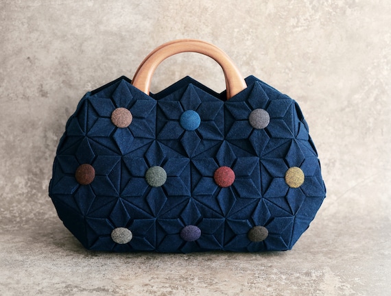 DIY Kit for Hexagon Flower Origami Fabric Folding Quilted Handbag