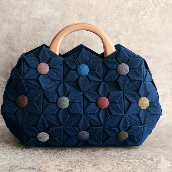 Kit de bricolage pour sac à main pliant matelassé en tissu origami à fleurs hexagonales | Cadeau pour maman