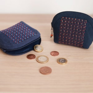 DIY Kit for Sashiko Half Moon Pouch Coin Purse Craft Gift Gift for Mums Gift for her Christmas Gift image 6