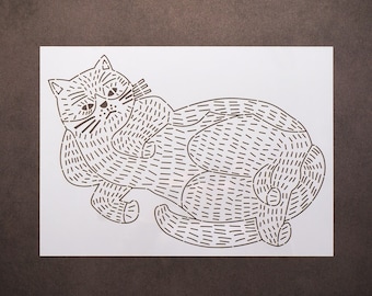 Sashiko Stencils - Cats: Quilting & Embroidery Templates