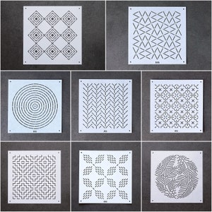 Sashiko Stencils | Embroidery Patterns or Quilting Stencils | Sashiko Template - 4" Square (Collection F)