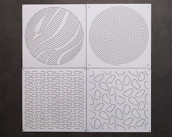 Återanvändbara Sashiko-schabloner: Quiltnings- och broderimallar (M017~020, 22 x 22 cm)