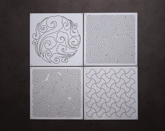Sashiko Stencil: Medium Embroidery Quilting Template (M001~004)