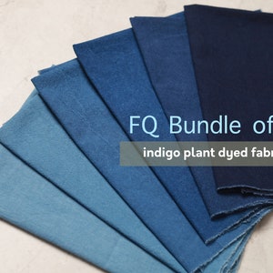 Indigo Plant-Dyed Cotton Fabric FQ Bundle: Sashiko, Quilting (6pc)