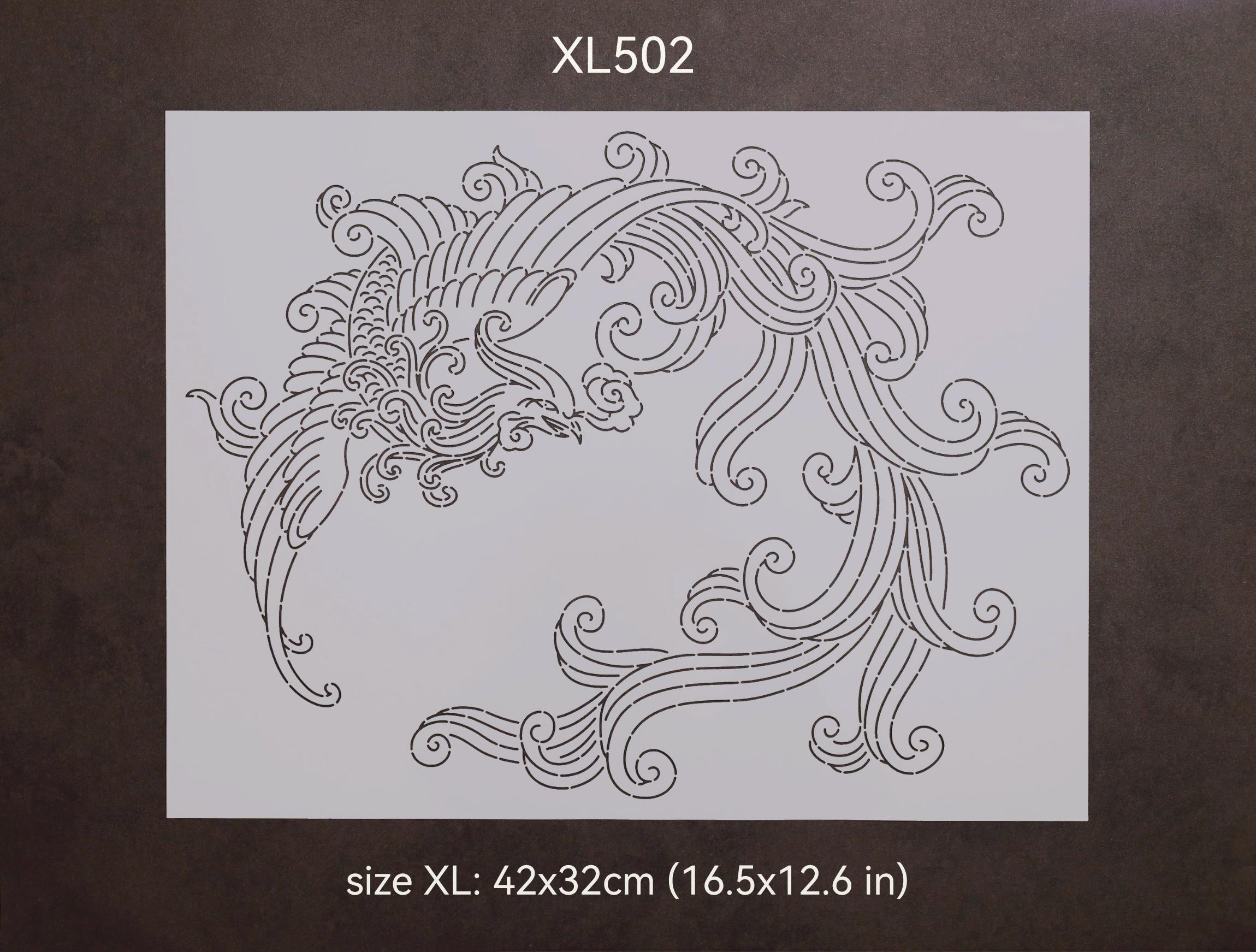Sashiko Stencils: Fish & Phoenix Embroidery/quilting Templates - Etsy