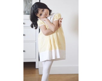 Vintage Girl's Dress Sewing Pattern with Scalloped Collar (PDF Digital Download)