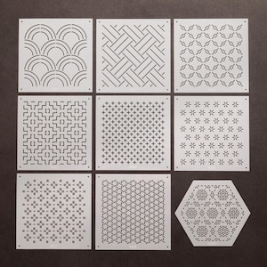 Sashiko Stencils | Embroidery Patterns or Quilting Stencils | Sashiko Templates - S001-008 (small size)