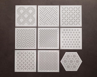 Sashiko Stencils | Embroidery Patterns or Quilting Stencils | Sashiko Templates - S001-008 (small size)