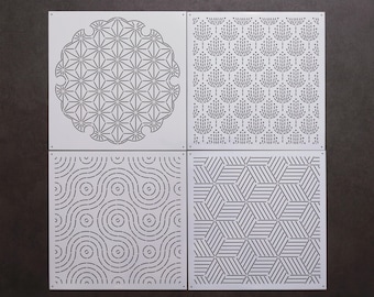 Sashiko-schabloner: Geometriska broderi- och quiltmallar i mellanstorlek