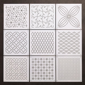 Sashiko Stencils | Embroidery Patterns or Quilting Stencils | Sashiko Templates - (small size: S045~053)