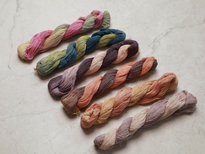 Natural Plant Dyed Sashiko Thread Embroidery Floss Variegated Limited Edition 12-17 image 1