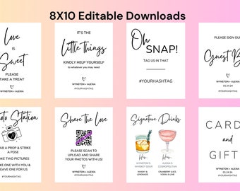 8 Editable Wedding Signs You Can Print at Home 8x10 DIGITAL