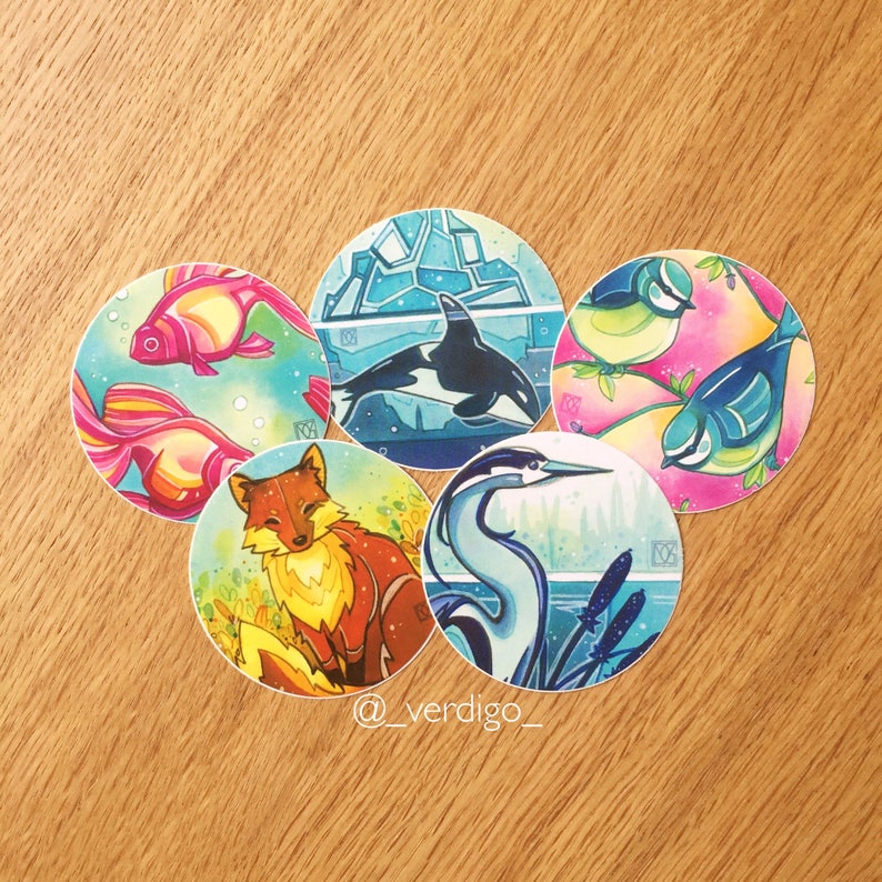 Animal circle stickers