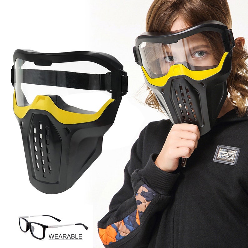AK Tactical Face Safety Mask for Nerf War Kids Wear Glasses Etsy