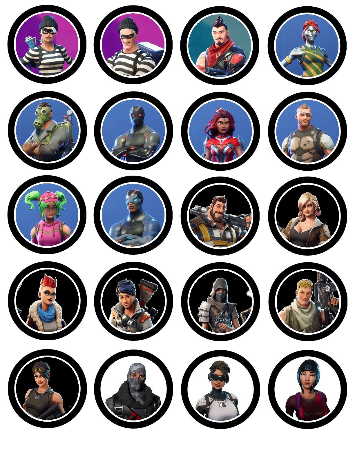 Diy Fortnite Cupcake Toppers Fortnite Character Cupcake Toppers Vol 1 Skins | Etsy