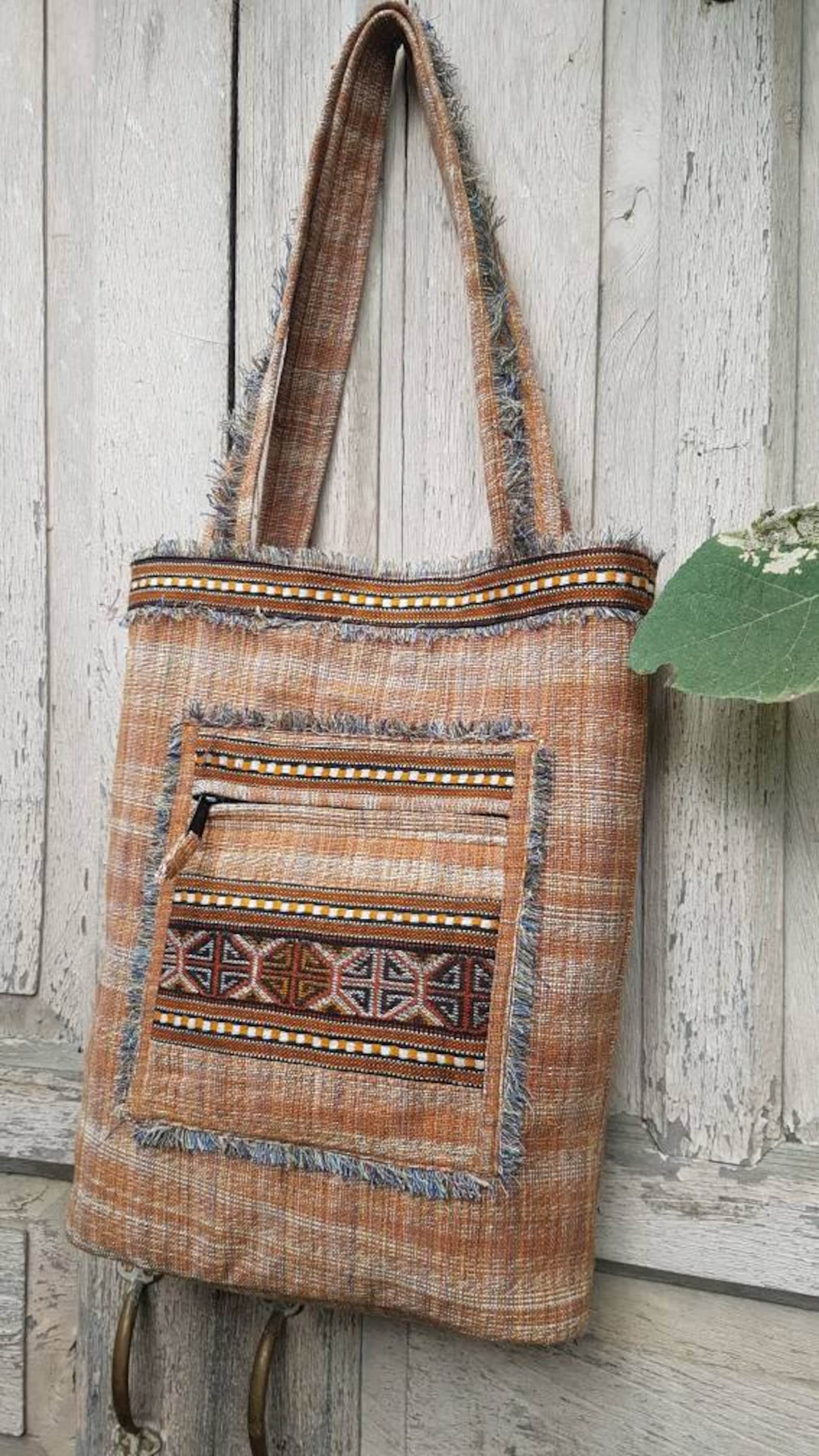 Khadi cotton shoulder bag / Tribal patchwork khadi bag Etsy