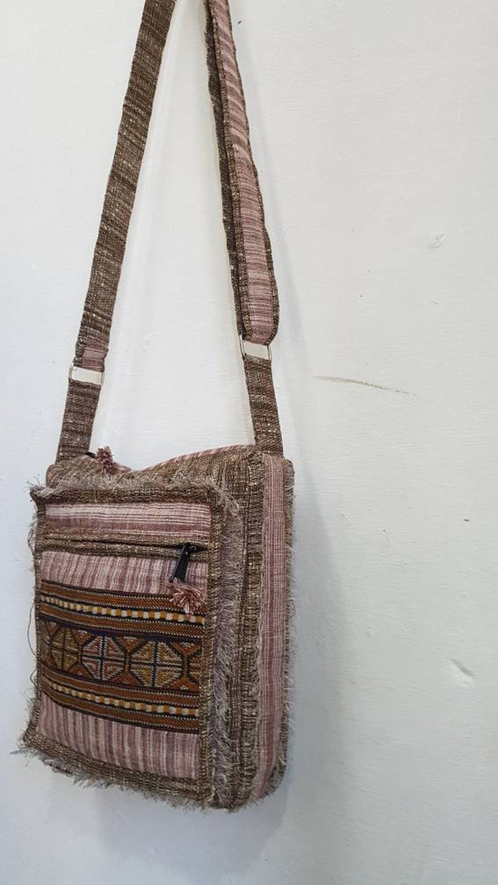 Tribal patchwork brown khadi messenger bag/Khadi crossbody Etsy