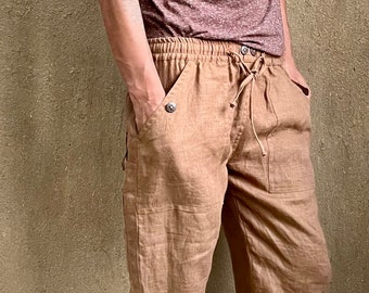 Unisex linen shorts , comfy linen shorts