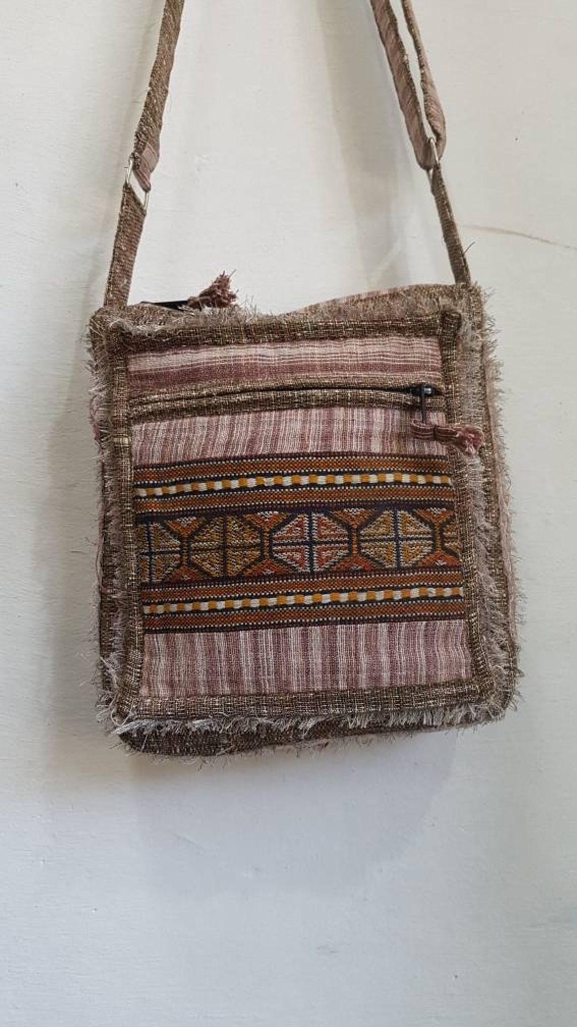 Tribal patchwork brown khadi messenger bag/Khadi crossbody Etsy