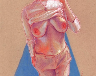 Figure Study Art Print, Woman with Phone, Limited Edition Giclée