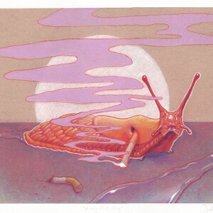 small study of a slug, Limited Edition Signed Giclée Reproductions Archival Inkjet on Acid-Free Watercolor Paper 10&quot; x 13&quot;