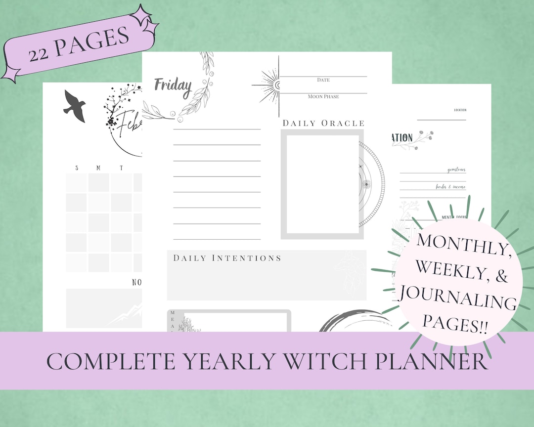 Witch Wicca Yearly Magical Printable Digital Planner - Etsy