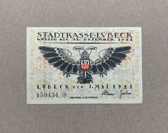 The Double-Headed Eagle German Notgeld. Please read the details. Small Size. Germany Note, Currency. WWI Memorabilia. World War One