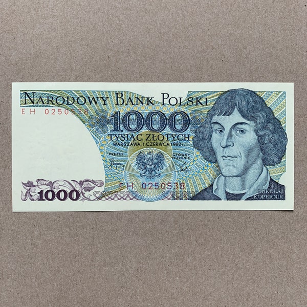 Copernicus was a Renaissance-era mathematician, astronomer. Polish Banknote. Poland Currency. Polska Memorabilia. Zloty, Atomic Symbol.