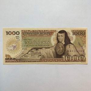 1000 (Un Mill) MEXICO Pesos RARE Banknotes, Bills, Notes, Currency. Sor Juana Inés de la Cruz, "The Phoenix of America",  "Mexican Phoenix"