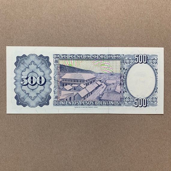 Rare Bolivian 500 Bolivianos Banknote. Bolivia Currency. Eduardo 