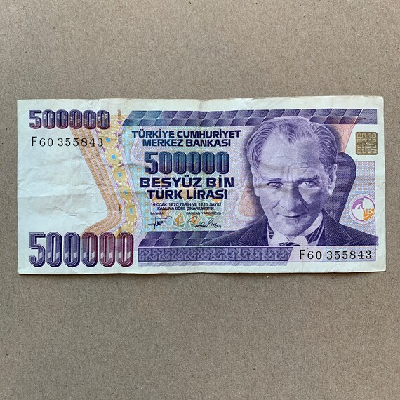 Used 500.000 Turkish Lira Banknote. Turkey Currency. Mustafa Etsy