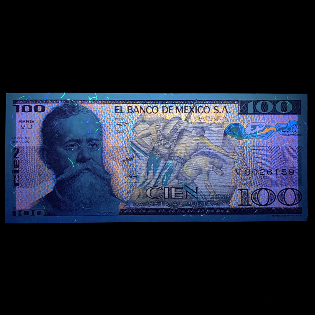 100 MEXICO Pesos Very RARE Banknote Beautuful Under The UV Light 100-mexico-pesos-very-rare-banknote-beautuful-under-the-uv-light