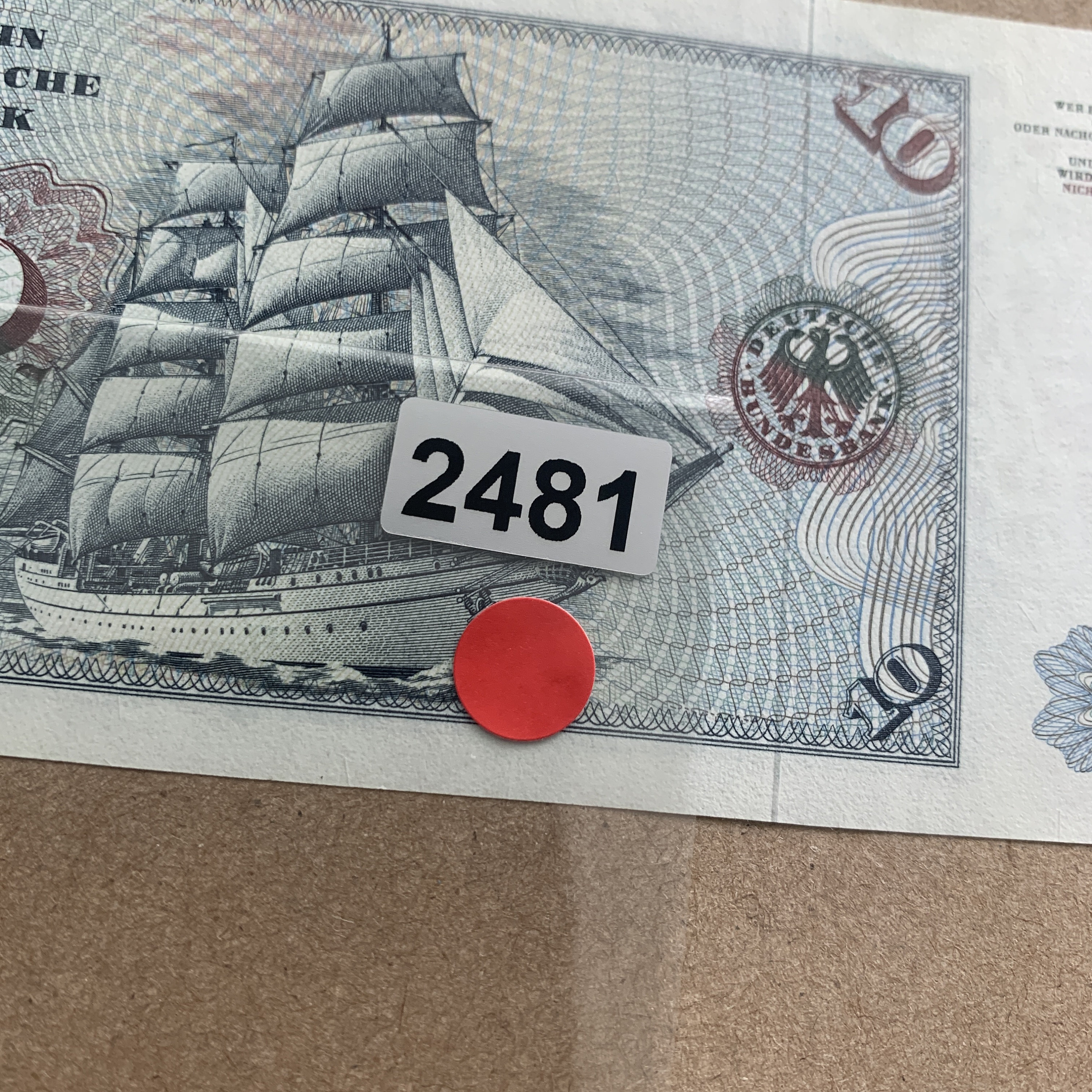 1980 10 German Mark Banknote. Albrecht Durer. Sail Training