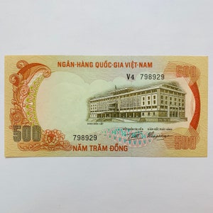 Iconic TIGER Note. Vietnam War Era South Vietnamese 500 Dong Banknote. Asian Currency.  Viet Nam Paper Money. Memorabilia. Artistic Bill.