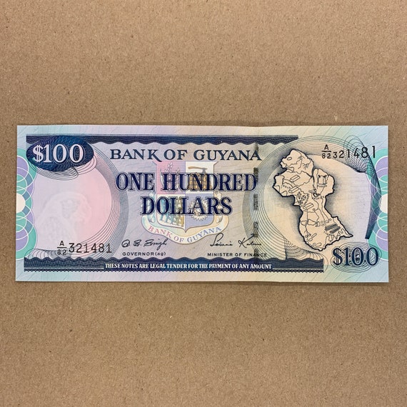 The Guyanese 100 dollar Bill. Guyana Banknote. Currency. Etsy