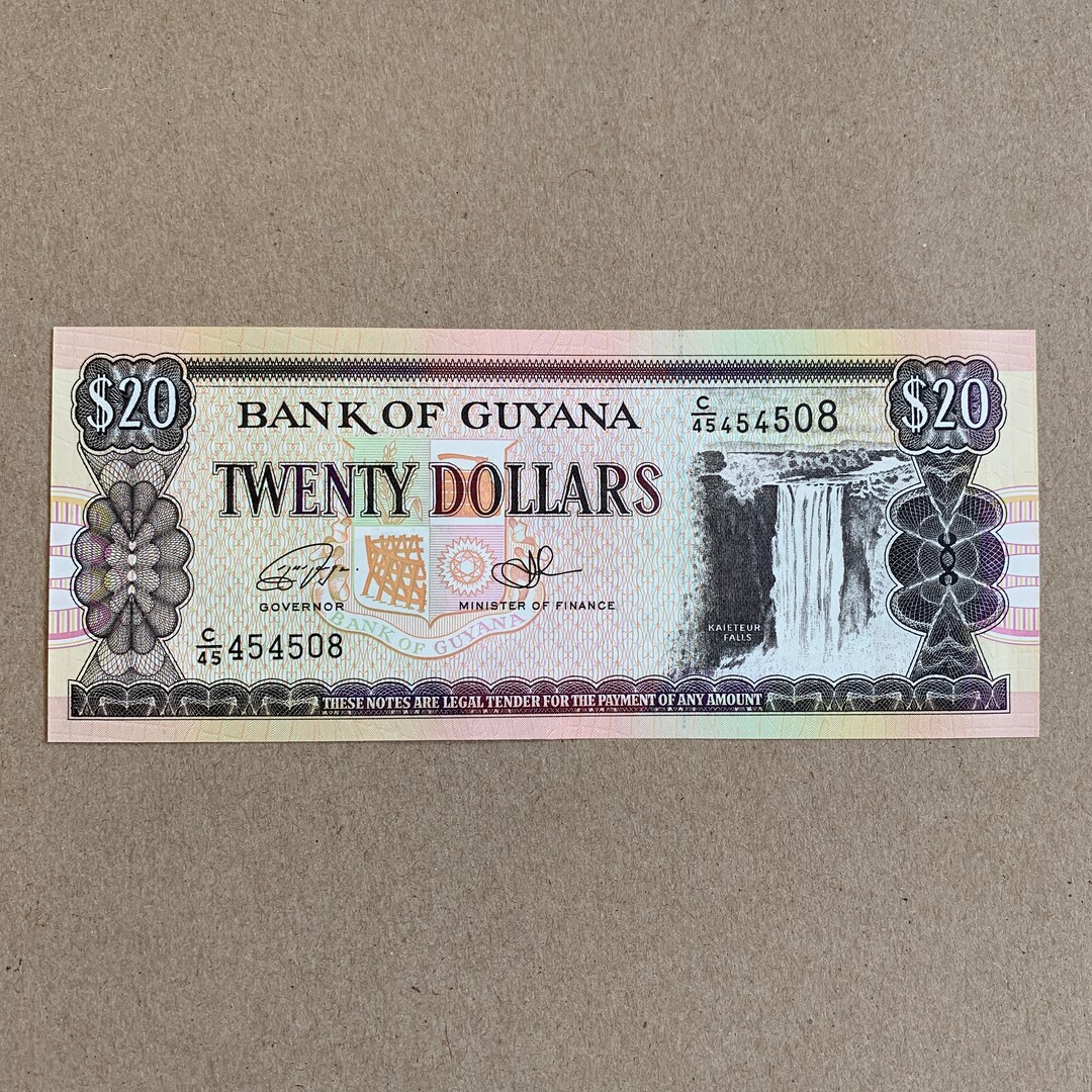 1996 Guyana 20 Dollars Banknote. Guyanese Currency. Etsy