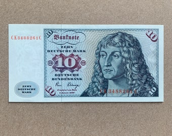 1980 10 German Mark Banknote. Albrecht Durer. Sail Training