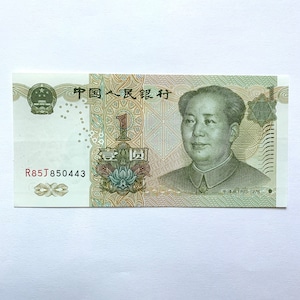 1999 China One Yuan Banknote. Chinese Currency. Mao Zedong Note. Flora at the back. Memorabilia